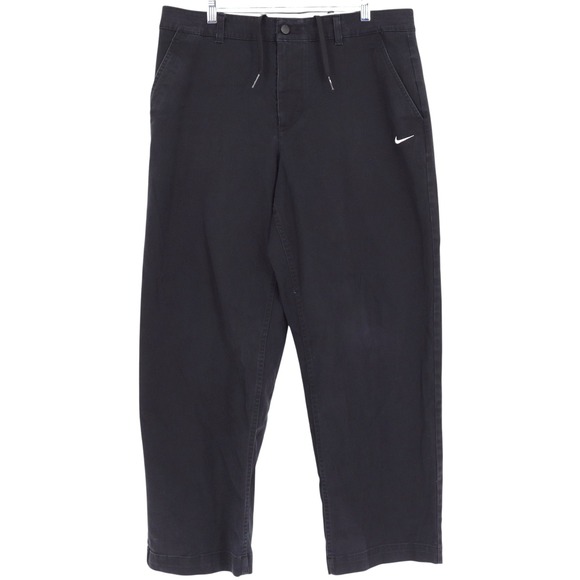 Nike Life Mens Chino Skate Pants Size 36 Black Unlined Drawstring Casual - Picture 1 of 8